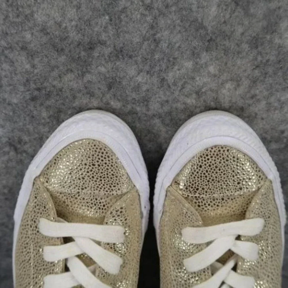 Converse All Star Sneakers Womens 5.5 Metallic Textured‎ Leather Cap Toe Lace Up - Picture 9 of 9